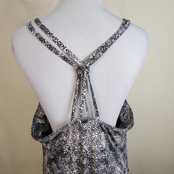 EXOFFICIO WANDERLUX PRINT Tank Dress Shelf Bra Adjustable Strap Zip Pocket Large - Picture 7 of 11